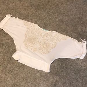 White Linen blouse, with embroidery